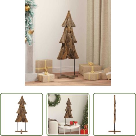 Albero di Natale Rustico -  Albero di Natale Marrone 90 cm Legno massello di teak