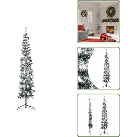 Albero di Natale Salvaspazio - vidaXL Albero Natale Artificiale Sottile a Metà Neve Fioccata 180 cm - Albero di Natale in PVC