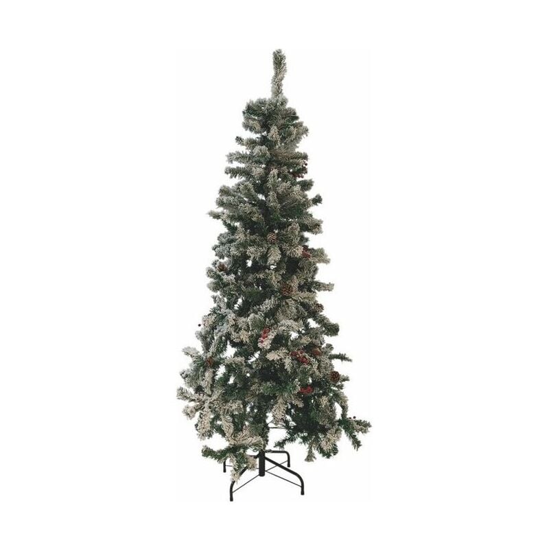 Albero Di Natale Sestriere 180cm 500 Rami con Neve Pigne e Bacche