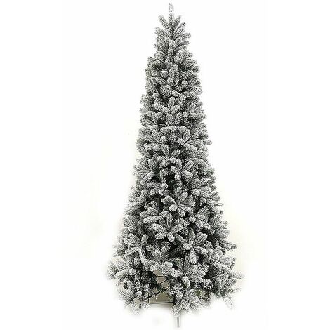 Albero di natale slim bianco innevato cm 180 210 230 270 apertura a ombrello decorazioni addobbi artificiale salvaspazio - MISURA: Albero 210 cm