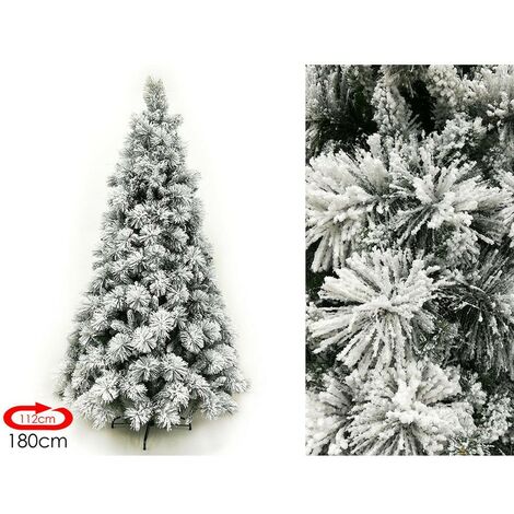 Albero di natale slim innevato artificiale bianco e finto 1,80 ignifugo super folto molto realistico everest