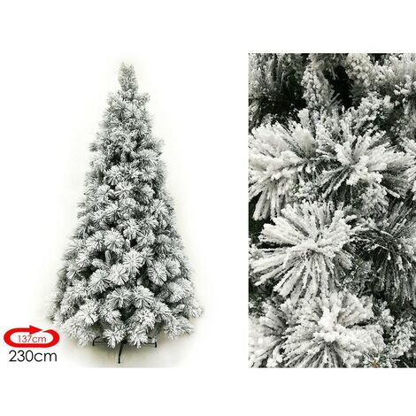 Albero di natale slim innevato artificiale bianco e finto 2,30 ignifugo super folto molto realistico everest