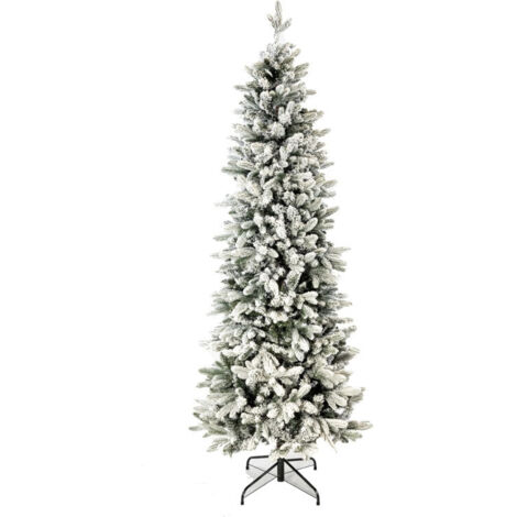 Albero di Natale Slim innevato "Fred" in PE Effetto Real Touch + PVC + Flock -210 cm