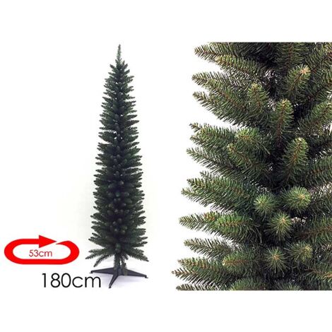Albero di natale slim per salvaspazio artificiale in verde e sottile finto 1,80 ignifugo molto realistico monviso