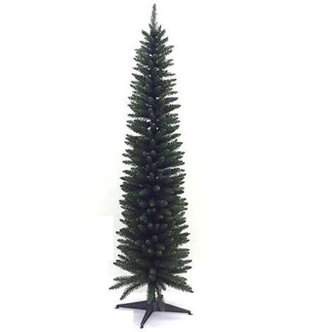 Albero di natale slim per salvaspazio artificiale in verde e sottile finto 2,10 ignifugo molto realistico monviso