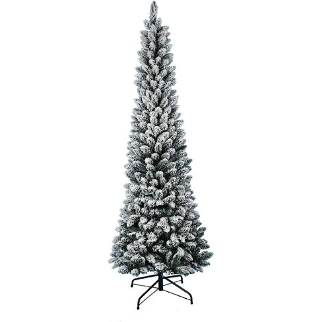 Albero di Natale Slim Pino Verde Innevato 180/210CM Superfolto Realistico 210 cm Innevato