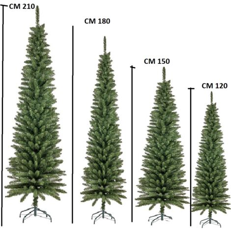 Albero di natale slim verde alto stretto da cm 120 a 210 folto pieno salvaspazio ignifugo apertura ad ombrello  Diverse Misure - MISURA: CM 120