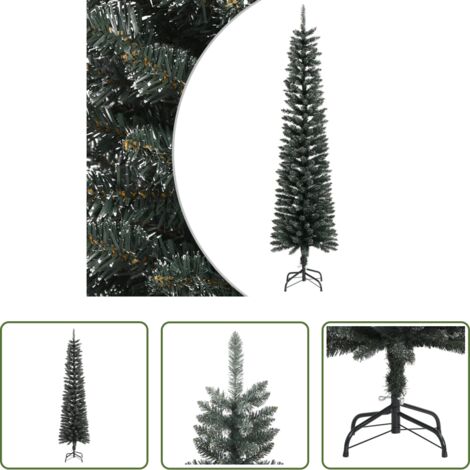 Albero di Natale sottile -  Albero di Natale Artificiale Sottile con Base Verde 240 cm PVC