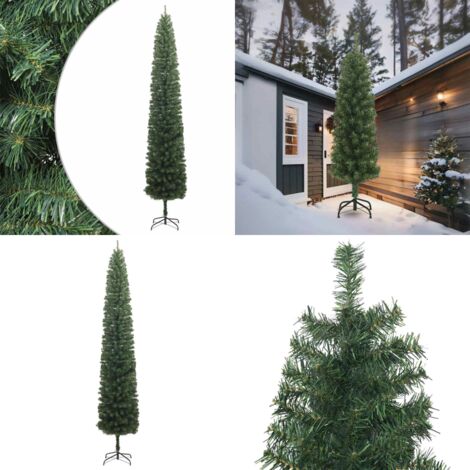 Albero di Natale Sottile con Base 270 cm in PVC - Albero di Natale sottile - Albero di Natale artificiale