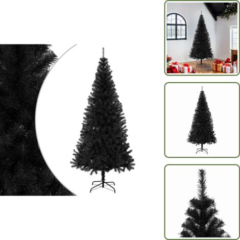 Albero di Natale Sottile - vidaXL Albero di Natale Artificiale Sottile con Base Nero 180 cm PVC - Albero di Natale con Base