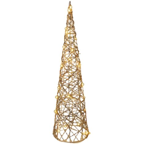 Albero di Natale "Supreme" cono glitterato con luci a led Color Oro -120 cm