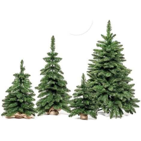 Albero di Natale TIMMY mini piccolo pinetto PVC verde con base yuta effetto reale salva spazio - H90 cm