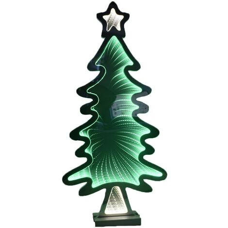 Albero di natale tridimensionale 3D luminoso luci led cm60 con stella natalizia decorazione allestimento vetrina casa ufficio