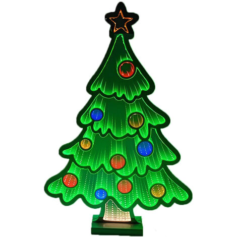 Albero di natale tridimensionale 3D luminoso luci led cm63 con stella palline natalizie decorazione allestimento vetrina casa ufficio