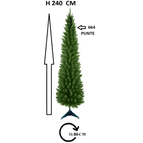 Albero di natale verde slim cm 180-210-240 abete artificiale apertura ad ombrello stretto  folto pieno salvaspazio ignifugo - MISURA: 240 CM