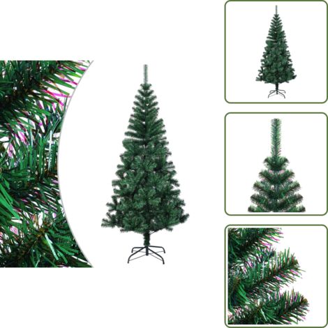 Albero di Natale Verde - vidaXL Albero di Natale Artificiale Punte Iridescenti Verde 180 cm PVC - Albero di Natale con Base in Acciaio
