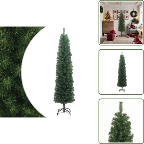 Albero di Natale Verde - vidaXL Albero di Natale Artificiale Sottile con Base Verde 180 cm PVC - Albero di Natale con Base