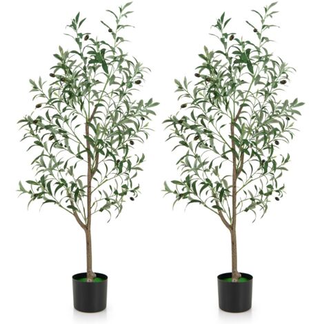Albero di olivo artificiale 130cm con frutti realistici in vaso per interni