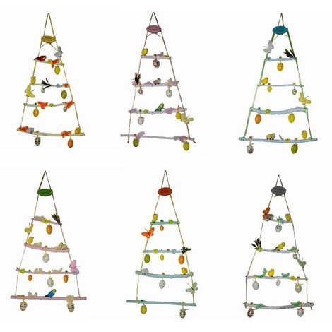 Albero di pasqua a muro con addobbi uova pulcini piume rami in legno decorazioni - colorigenerali: ROSA
