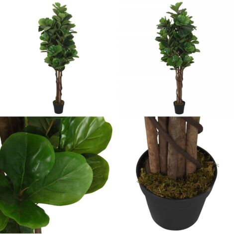Albero Ficus Lyrata 96 Foglie 80 cm Verde - Fico a foglia di violino - Pianta artificiale