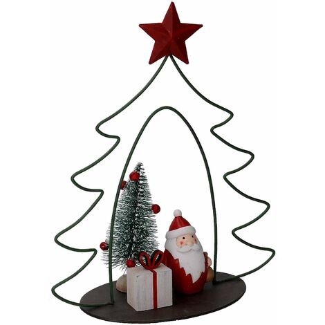 Albero metallo con babbo natale resina rosso cm 21x9,5xh25,5