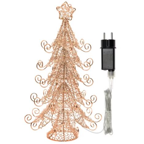 Albero natale abete filo metallico H35 55 microled bianco caldo Lotti importex