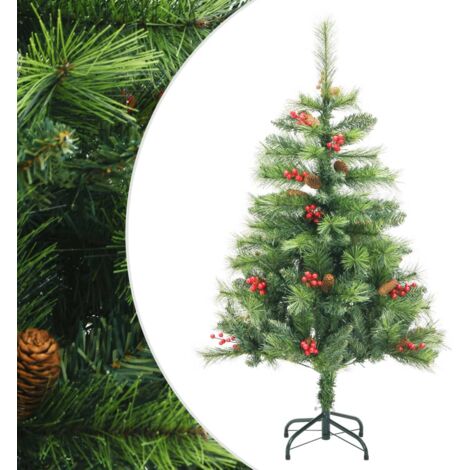 Albero Natale Artificiale Incernierato con Pigne e Bacche 150cm vidaXL