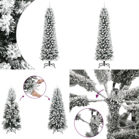 Albero Natale Artificiale Sottile Neve Floccata 120cm PVC e PE - Natale - Decorazione invernale