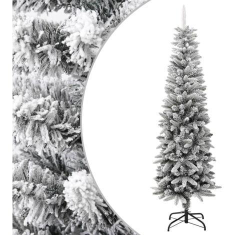 Albero Natale Artificiale Sottile Neve Floccata 180cm PVC e PE