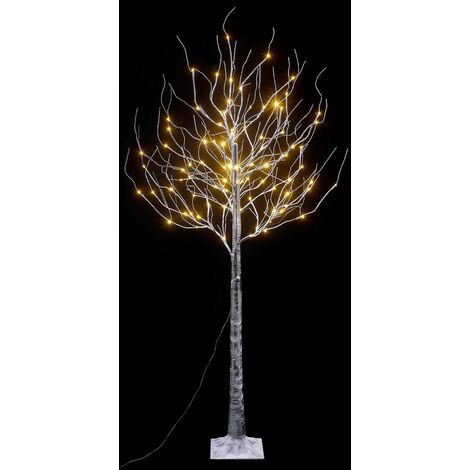 Albero Natalizio Luminoso con 96 Luci Led Bianco Caldo Interni ed Esterni Altezza 1,8 Metri 36 Rami Innevati