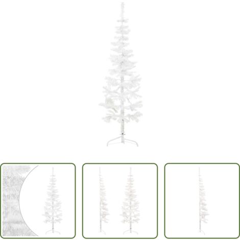 Albero natalizio sottile -  Albero Natale Artificiale Sottile a Metà Supporto Bianco 120 cm