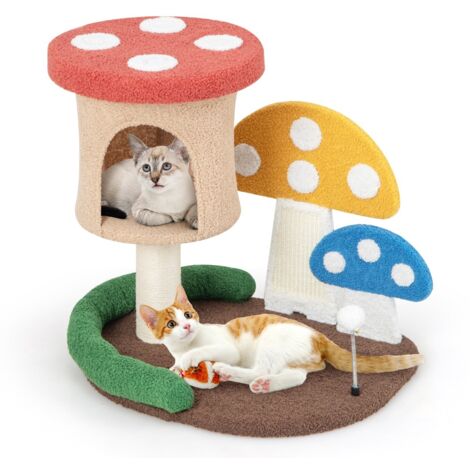 Albero per gatti 4 in 1 condo piattaforma palo avvolto in sisal torre gattini fungo Colorato