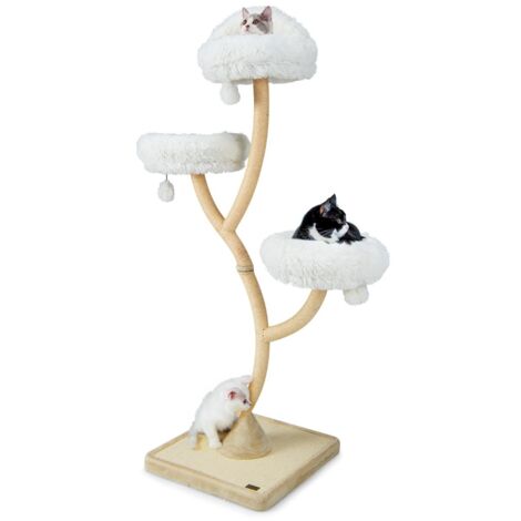 Albero per gatti alto 178cm con telaio in metallo pali e tavoletta tiragraffi in sisal Torre per gatti Beige