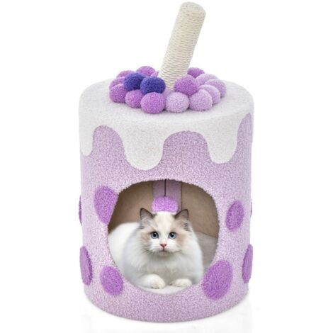 Albero per gatti bubble tea mobile tiragraffi sisal palline appese Viola