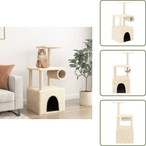 Albero per gatti con casetta - vidaXL Albero per Gatti con Tiragraffi in Sisal Crema 109,5 cm - Albero per gatti con tunnel