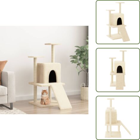 Albero per gatti con casetta - vidaXL Albero per Gatti con Tiragraffi in Sisal Crema 110 cm - Albero per gatti con piattaforme