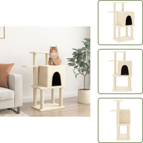Albero per gatti con casetta - vidaXL Albero per Gatti con Tiragraffi in Sisal Crema 97 cm - Albero per gatti con piattaforme
