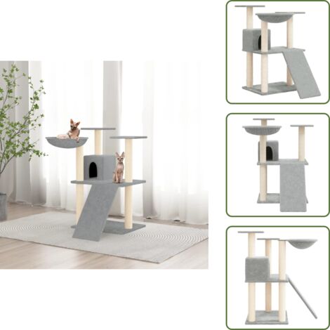 Albero per gatti con casetta - vidaXL Albero per Gatti con Tiragraffi in Sisal Grigio Chiaro 83 cm - Albero per gatti con amaca