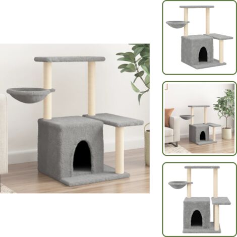 Albero per gatti con casetta - vidaXL Albero per Gatti con Tiragraffi in Sisal Grigio Chiaro 83 cm - Albero per gatti con piattaforme