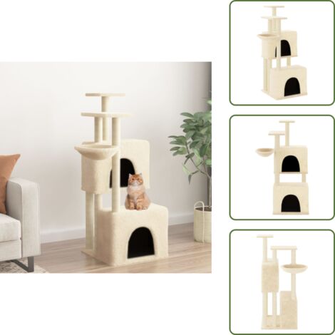 Albero per gatti con casette - vidaXL Albero per Gatti con Tiragraffi in Sisal Crema 122 cm - Albero per gatti con piattaforme