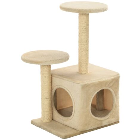 Albero per Gatti con Pali Tiragraffi in Sisal 60 cm Beige vidaXL
