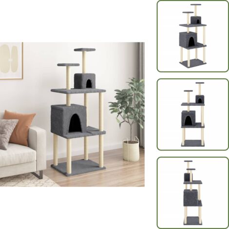 Albero per gatti con piattaforme - vidaXL Albero per Gatti con Tiragraffi in Sisal Grigio Scuro 167 cm - Albero per gatti con tiragraffi