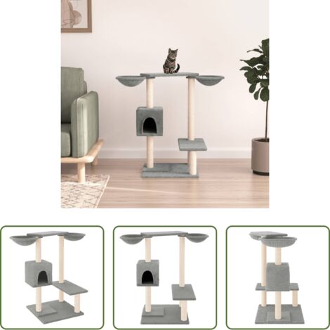 Albero per gatti con tiragraffi -  Albero per Gatti con Tiragraffi Grigio Chiaro 82 cm