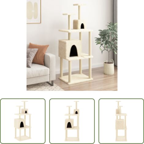 Albero per gatti con tiragraffi -  Albero per Gatti con Tiragraffi in Sisal Crema 167 cm