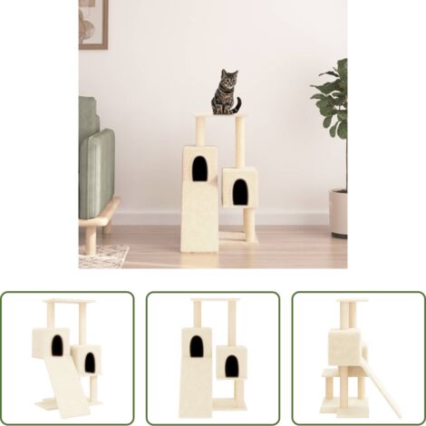 Albero per gatti con tiragraffi -  Albero per Gatti con Tiragraffi in Sisal Crema 82 cm