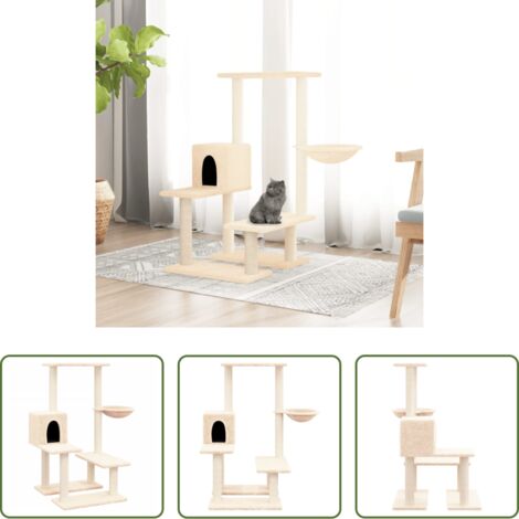 Albero per gatti con tiragraffi -  Albero per Gatti con Tiragraffi in Sisal Crema 94,5 cm