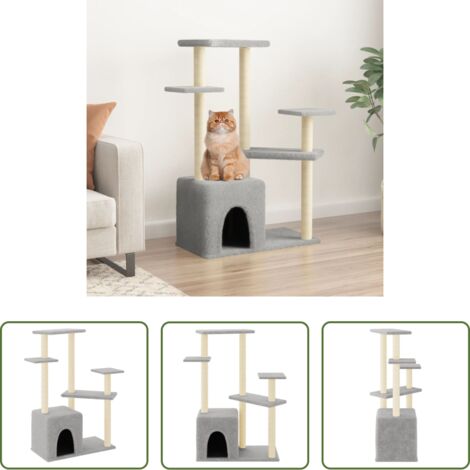 Albero per gatti con tiragraffi -  Albero per Gatti con Tiragraffi in Sisal Grigio Chiaro 107,5 cm