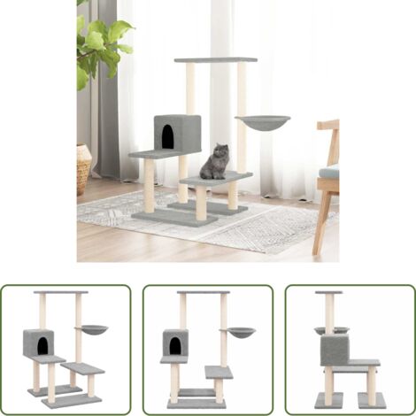 Albero per gatti con tiragraffi -  Albero per Gatti con Tiragraffi in Sisal Grigio Chiaro 94,5 cm