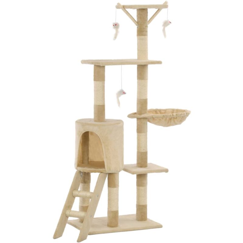 Tiragraffi per gatti, Albero per Gatti con Tiragraffi in Sisal 138 cm Beige Vidaxl