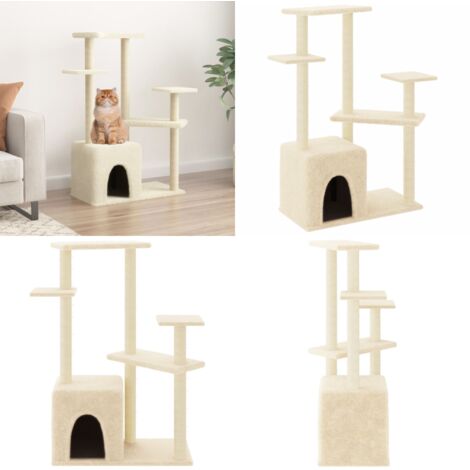Albero per Gatti con Tiragraffi in Sisal Crema 107,5 cm - Albero per gatti con tiragraffi - Albero per gatti in sisal